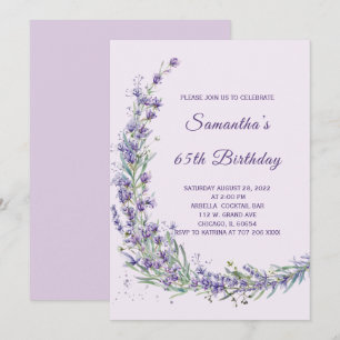 Elegant Lavender Floral 65th Birthday  Invitation