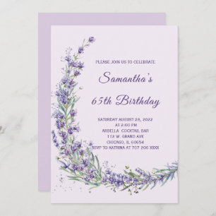 Elegant Lavender Floral 65th Birthday  Invitation