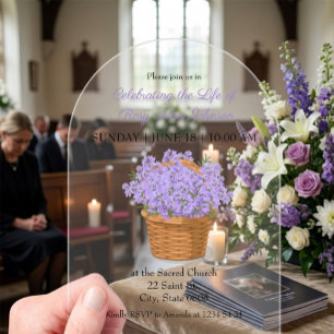 Elegant Lavender Floral Acrylic Funeral Invitations