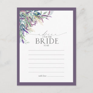 Elegant Lavender Floral Advice To The Bride Postcard