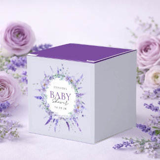 Elegant Lavender Floral Baby Shower purple Favor Boxes