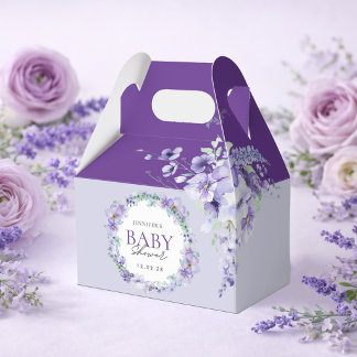 Elegant Lavender Floral Baby Shower purple Favor Boxes