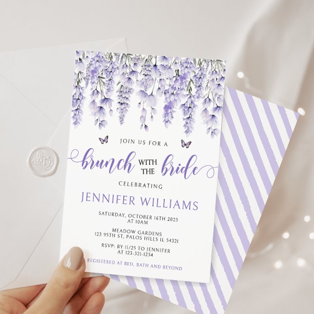 Elegant lavender floral bridal brunch shower invitation (Creator Uploaded)
