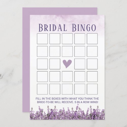 Elegant Lavender Floral Bridal Shower Bingo Invitation