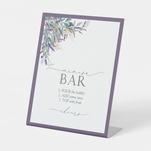 Elegant Lavender Floral Bridal Shower Mimosa Bar Pedestal Sign