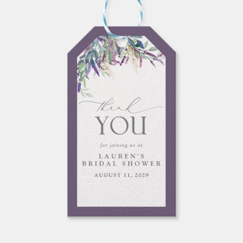 Elegant Lavender Floral Bridal Shower Personal Gift Tags