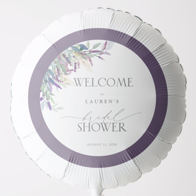 Elegant Lavender Floral Bridal Shower Welcome Balloon (Front)