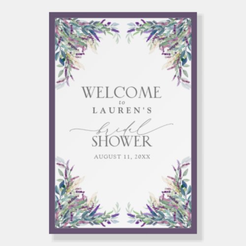 Elegant Lavender Floral Bridal Shower Welcome Foam Board