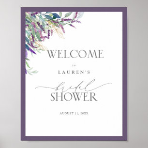 Elegant Lavender Floral Bridal Shower Welcome Poster