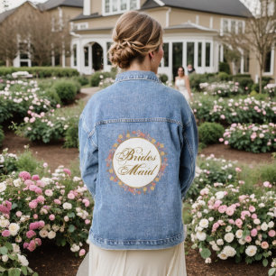 Elegant Lavender Floral Bridesmaid Denim Jacket
