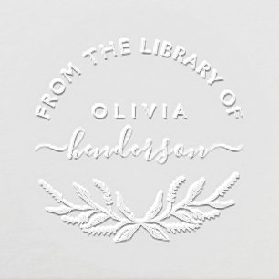 Elegant Lavender Floral Custom Library Book Embosser