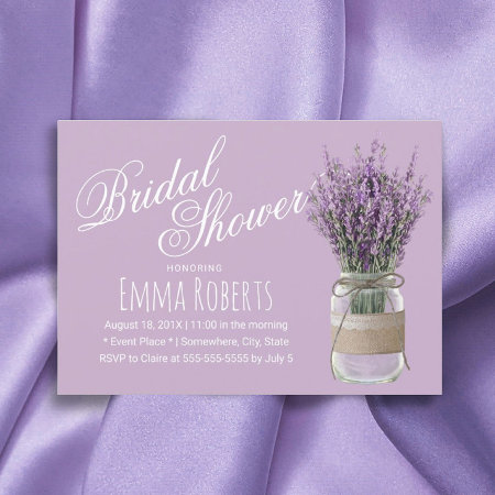 Elegant Lavender Floral Jar Purple Bridal Shower Invitation