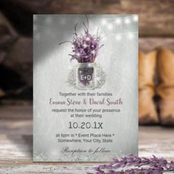 Elegant Lavender Floral Jar String Lights Wedding Invitation by myinvitation at Zazzle