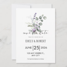 Elegant Lavender Floral Minimalist Save the Date