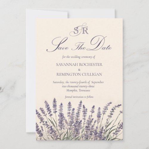 Elegant Lavender Floral Monogram Photo QR Code Save The Date