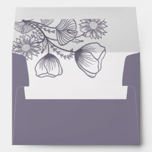 Elegant Lavender Floral Outline Wedding Envelope