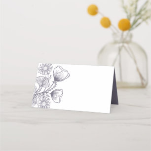 Elegant Lavender Floral Outline Wedding Place Card