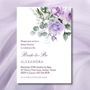Elegant Lavender Floral Peony Bridal Shower Invitation