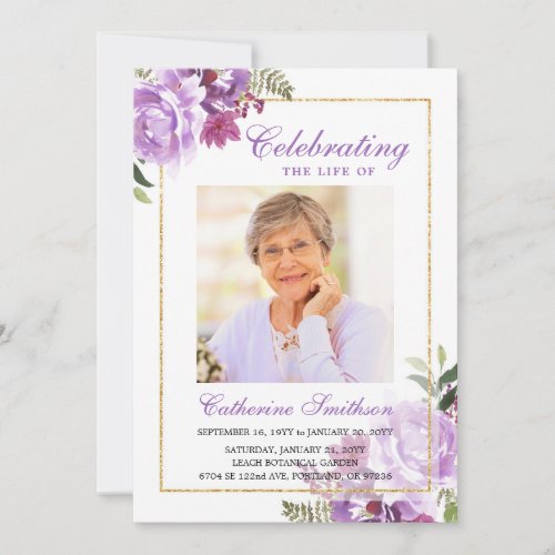 Elegant Lavender Floral Printable Funeral Program