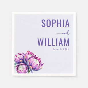 Elegant Lavender Floral Protea Napkins
