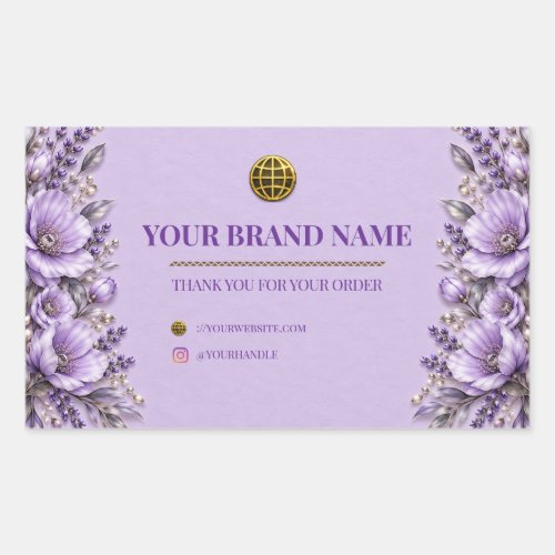 Elegant Lavender Floral Rectangle Box Label