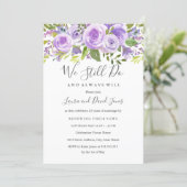 Elegant Lavender Floral Rose Wedding Vow Renewal Invitation (Standing Front)