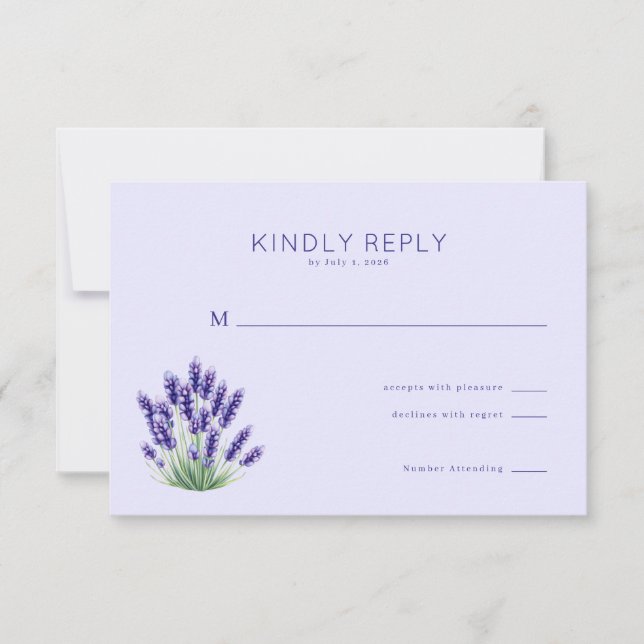 Elegant Lavender Floral RSVP Card (Front)