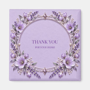 Elegant Lavender Floral Square Box Label Magnet