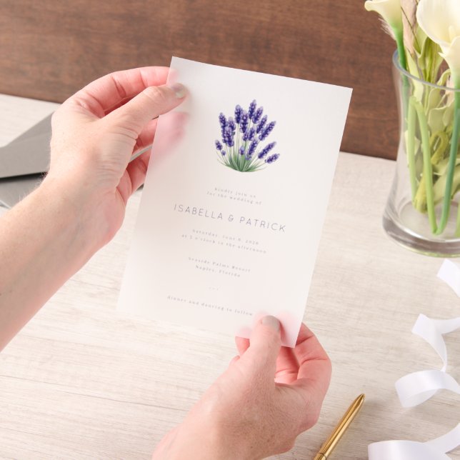 Elegant Lavender Floral Vellum Invitations (Handheld)