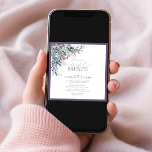 Elegant Lavender Floral Watercolor Bridal Brunch Invitation