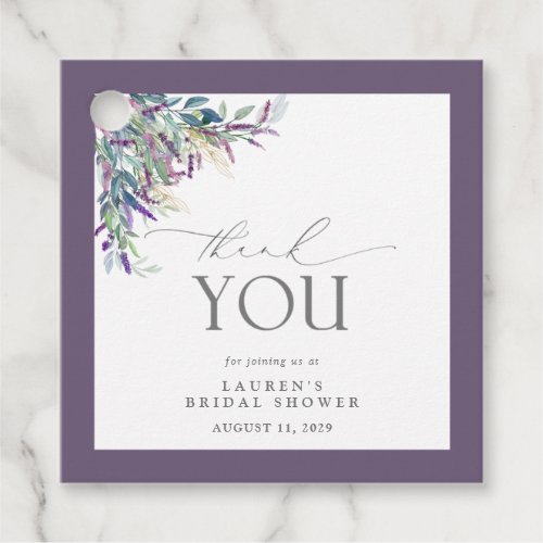 Elegant Lavender Floral Watercolor Bridal Shower Favor Tags