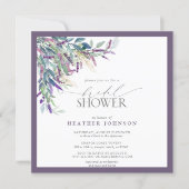 Elegant Lavender Floral Watercolor Bridal Shower Invitation (Front)