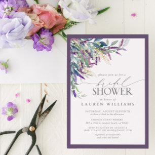 Elegant Lavender Floral Watercolor Bridal Shower Invitation