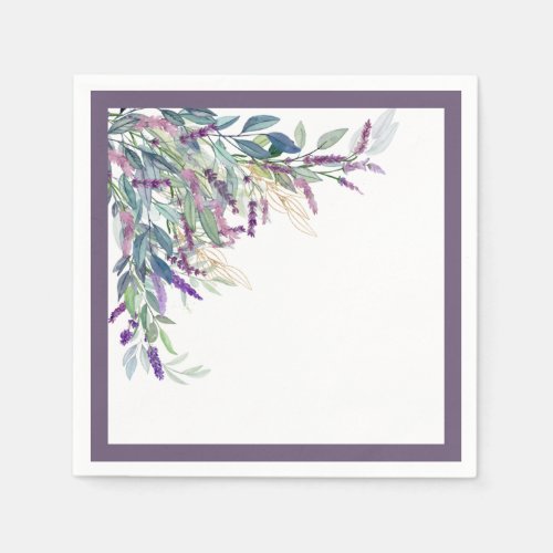 Elegant Lavender Floral Watercolor Bridal Shower Napkins