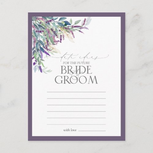 Elegant Lavender Floral Watercolor Date Ideas Postcard