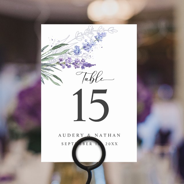 Elegant Lavender Floral Watercolor Wedding Table Number (Elegant Lavender Floral Watercolor Wedding Table Number)