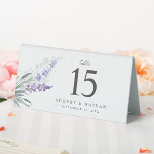Elegant Lavender Floral Watercolor Wedding Table Tent
