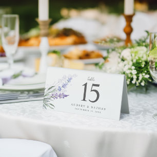 Elegant Lavender Floral Watercolor Wedding Table Tent