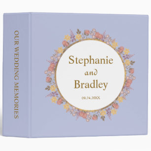 Elegant Lavender Floral Wedding Album 3 Ring Binder