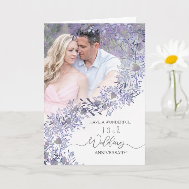 Elegant Lavender Floral Wedding Anniversary  Card (Small Plant)