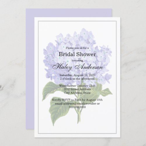 Elegant Lavender Floral Wedding Bridal Shower Invitation