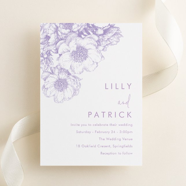 Elegant Lavender Floral Wedding Invitation (Creator Uploaded)