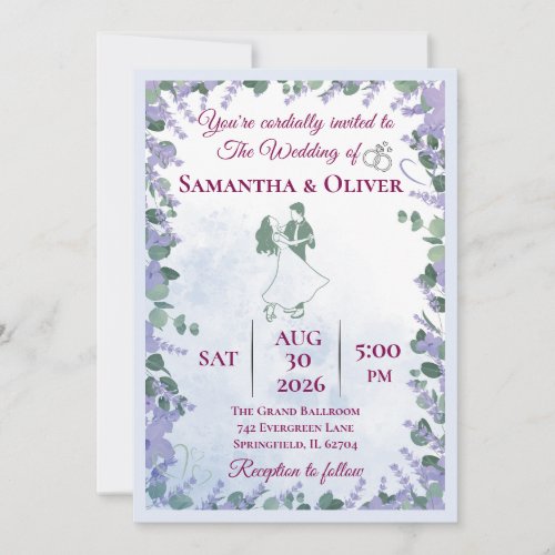Elegant Lavender Floral Wedding Invitations