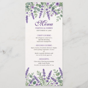 Elegant Lavender Floral Wedding Menu Card