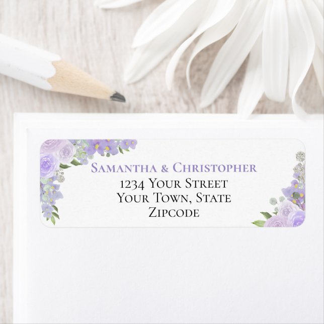Elegant Lavender Floral Wedding Return Address Label (Insitu)