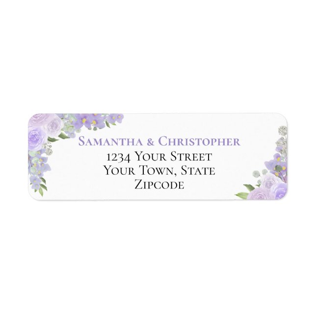 Elegant Lavender Floral Wedding Return Address Label (Front)