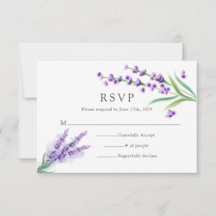 Elegant Lavender Floral Wedding  RSVP Card