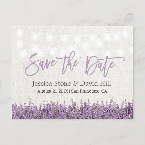 Elegant Lavender Floral Wedding Save the Date Announcement Postcard