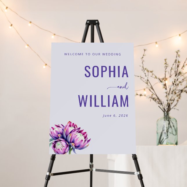 Elegant Lavender Floral Wedding Sign (In Situ (Stand))