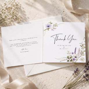 Elegant Lavender Floral Wedding Thank You Card